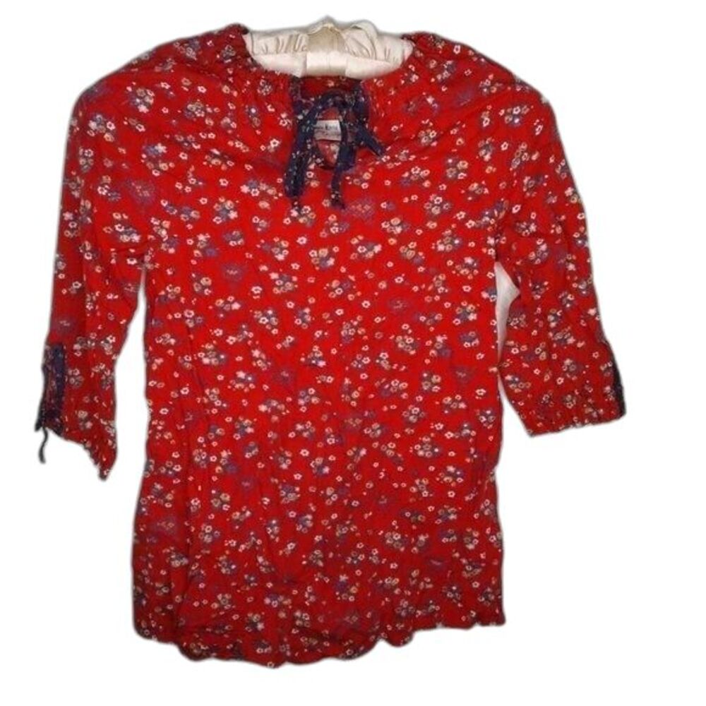 Vintage 1970s RARE Lynley Designs New Orleans Neiman Marcus Top Red Blue Size 4